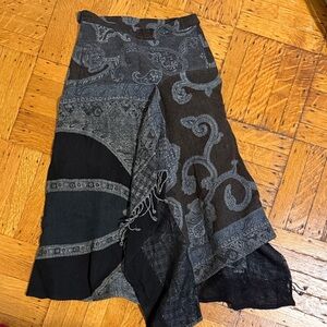 Yohji Yamamoto Black and Gray Asymmetrical Skirt